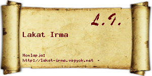 Lakat Irma névjegykártya
